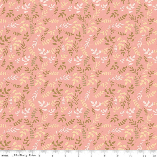 SALE Wild & Free Leaves C12933 Coral - Riley Blake Designs - Leaf - Quilting Cotton Fabric