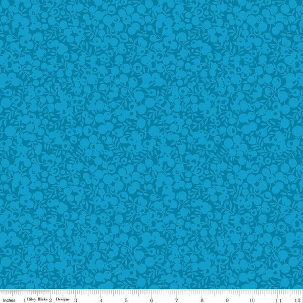 CLEARANCE The Wiltshire Shadow Collection 01666545A Turquoise - Riley Blake - Tonal Leaves  - Liberty Fabrics - Quilting Cotton Fabric