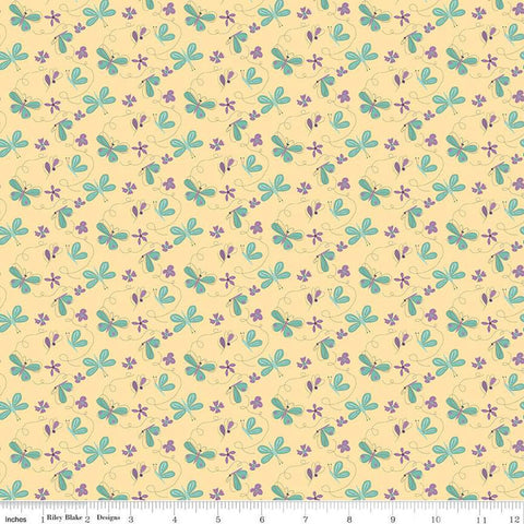CLEARANCE Hello Spring Butterflies C12961 Yellow - Riley Blake Designs - Floral Flowers Butterfly - Quilting Cotton Fabric