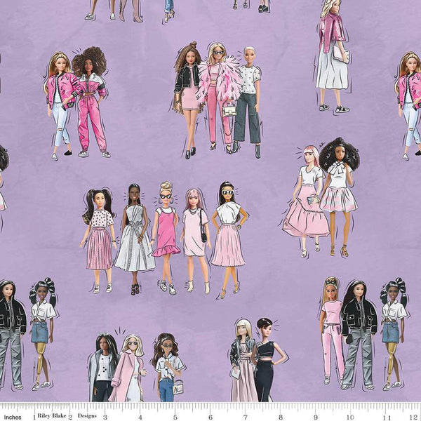 SALE Barbie Girl Main CD12990 Lilac - Riley Blake Designs - Dolls Mattel DIGITALLY PRINTED - Quilting Cotton