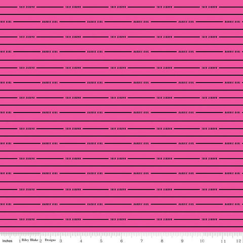 SALE Barbie Girl Stripe C12994 Hot Pink - Official Licensed Product - Doll Stripes Striped  - Quilting Cotton Fabric