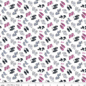 Barbie Girl Shoes White Barbie Doll Fabric C12991 - Riley Blake Quilting Cotton Fabric - Licensed Product