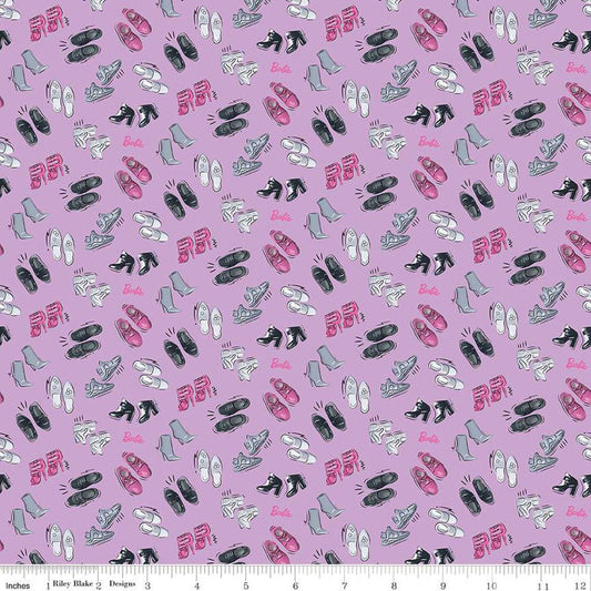 SALE Barbie Girl Shoes C12991 Lilac - Official Licensed Product - Doll Logo Text Shoe - Quilting Cotton Fabric