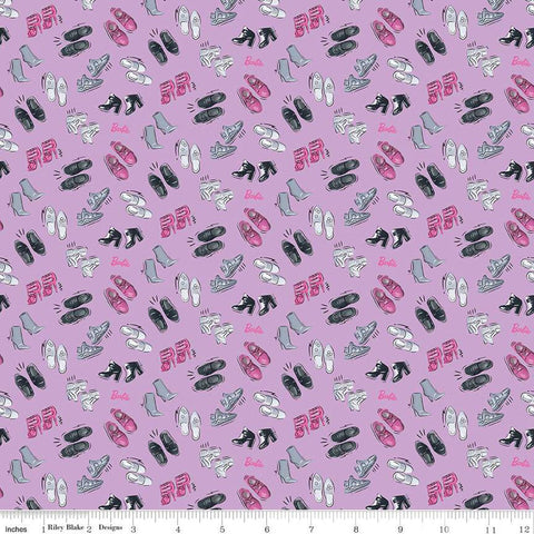 Barbie Girl Shoes C12991 Lilac - Riley Blake Designs - Doll Logo Text Shoe - Quilting Cotton Fabric
