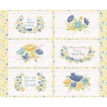 SALE Monthly Placemats May Placemat Panel PD12408 - Riley Blake Designs - DIGITALLY PRINTED Flowers Phrases Text - Quilting Cotton Fabric