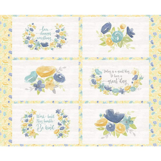SALE Monthly Placemats May Placemat Panel PD12408 - Riley Blake Designs - DIGITALLY PRINTED Flowers Phrases Text - Quilting Cotton Fabric