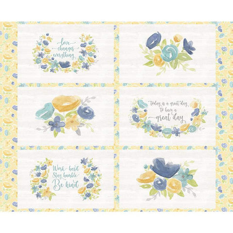 SALE Monthly Placemats May Placemat Panel PD12408 by Riley Blake Designs - DIGITALLY PRINTED Flowers Phrases Text - Quilting Cotton Fabric