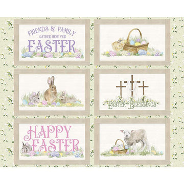 DEAL Monthly Placemats April Placemat Panel PD12406 - Riley Blake Designs - DIGITALLY PRINTED Easter Phrases Text - Quilting Cotton Fabric