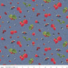 14" End of Bolt - CLEARANCE Monthly Placemats June Berry Toss C12411 Denim by Riley Blake  - Berries - Quilting Cotton