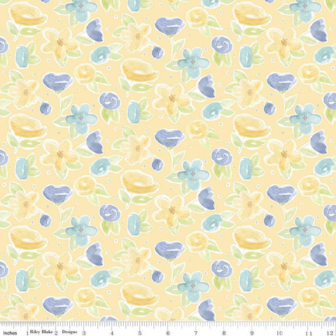 CLEARANCE Monthly Placemats May Flowers C12409 Yellow by Riley Blake  - Floral Flower - Quilting Cotton
