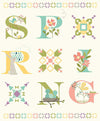 SALE Hello Spring Panel P12967 Cream - Riley Blake Designs - Letters Flowers Quilt Blocks - Quilting Cotton Fabric