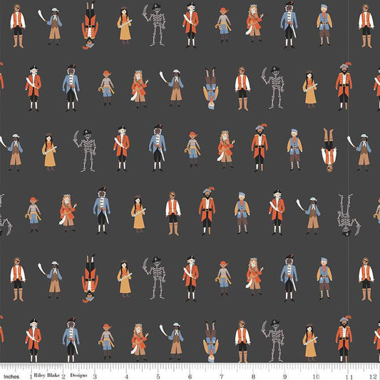 SALE Hoist the Sails Crew C12981 Charcoal - Riley Blake Designs - Ship Crew Members Sailors - Quilting Cotton Fabric