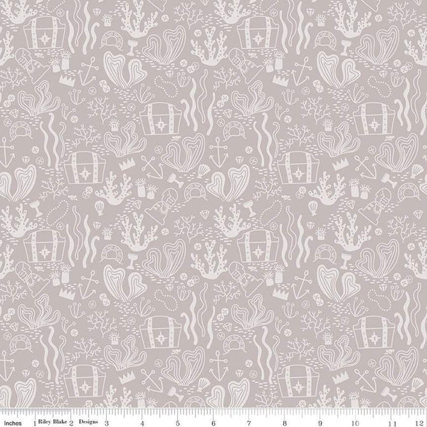 CLEARANCE Hoist the Sails Treasure C12982 Gray by Riley Blake Designs - Treasure Chests Pirate Loot Tone-on-Tone - Quilting Cotton Fabric