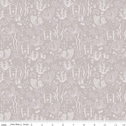 CLEARANCE Hoist the Sails Treasure C12982 Gray by Riley Blake Designs - Treasure Chests Pirate Loot Tone-on-Tone - Quilting Cotton Fabric