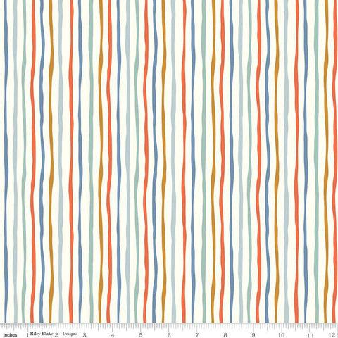 SALE Hoist the Sails Stripes C12984 Multi by Riley Blake Designs - Wavy Stripe Striped with Off-White - Quilting Cotton Fabric