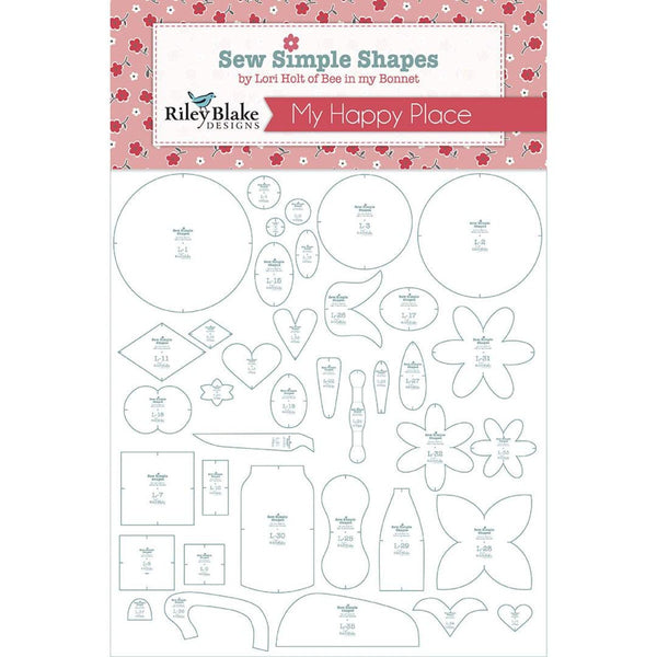 SALE Lori Holt My Happy Place Sew Simple Shapes ST-22051 - Riley Blake Designs - 38 Plastic Applique Templates