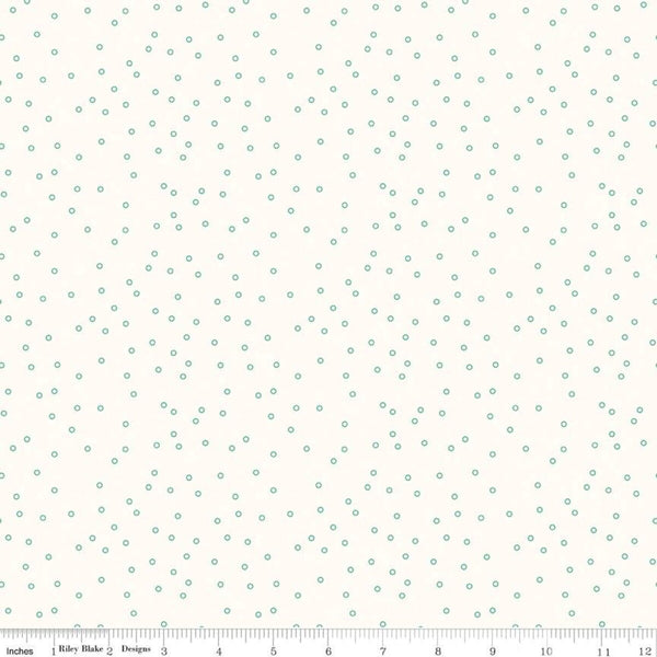 SALE Bee Backgrounds Tiny Circle C6384 Sea Glass - Riley Blake Designs - Circles Off White - Lori Holt - Quilting Cotton Fabric