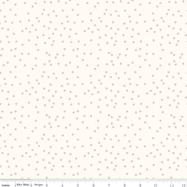 SALE Bee Backgrounds Tiny Circle C6384 Coral - Riley Blake Designs - Circles Off White - Lori Holt - Quilting Cotton Fabric