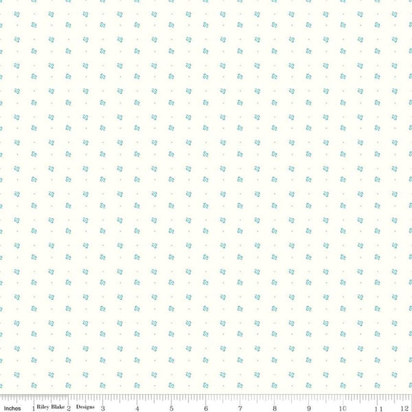 Bee Backgrounds Clover C9711 Cottage - Riley Blake Designs - Clovers Pin Dots Off White - Lori Holt - Quilting Cotton Fabric