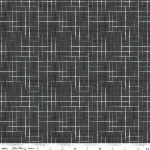 Wild and Free Grid C12936 Charcoal - Riley Blake Designs - Irregular Grid - Quilting Cotton Fabric