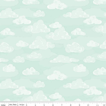 SALE Wild & Free Clouds C12934 Mint - Riley Blake Designs - Quilting Cotton Fabric