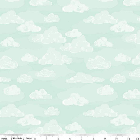 SALE Wild & Free Clouds C12934 Mint - Riley Blake Designs - Quilting Cotton Fabric