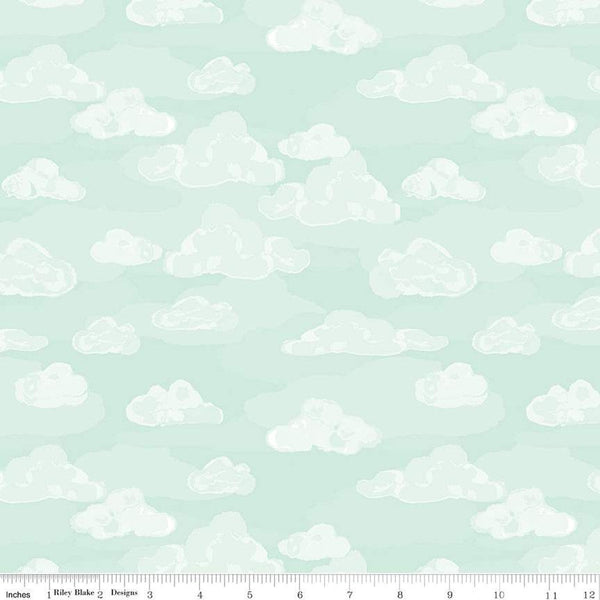 SALE Wild and Free Clouds C12934 Mint - Riley Blake Designs - Quilting Cotton Fabric