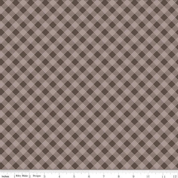 Bee Basics PRINTEED Gingahm Raisin Brown Tone-on Tone Fabric - C6400 - Lori Holt Riley Blake Quilting Cotton Fabric