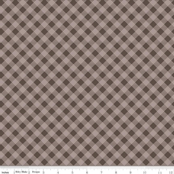 SALE Bee Basics PRINTEED Gingahm C6400 Raisin by Riley Blake Designs - Diagonal Tone-on-Tone Check - Lori Holt - Quilting Cotton Fabric