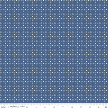 SALE Bee Basics Polka Dot C6405 Denim - Riley Blake Designs - Dots Dotted - Lori Holt - Quilting Cotton Fabric