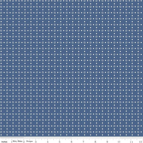 Bee Basics Polka Dot C6405 Denim by Riley Blake Designs - Dots Dotted - Lori Holt - Quilting Cotton Fabric