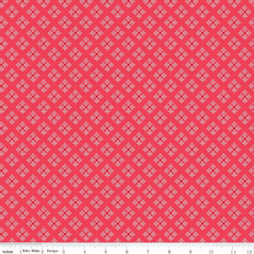 SALE Bee Basics Stitched Flower C6409 Cayenne - Riley Blake Designs - Geometric Flowers - Lori Holt - Quilting Cotton Fabric