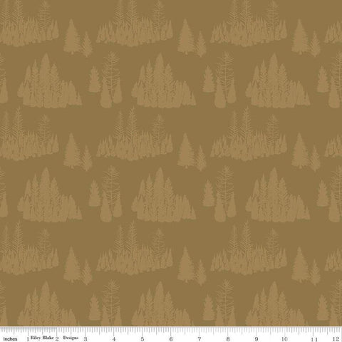 SALE Big Game Trees C12971 Curry - Riley Blake Designs - Pines Pine Tree - Quilting Cotton Fabric