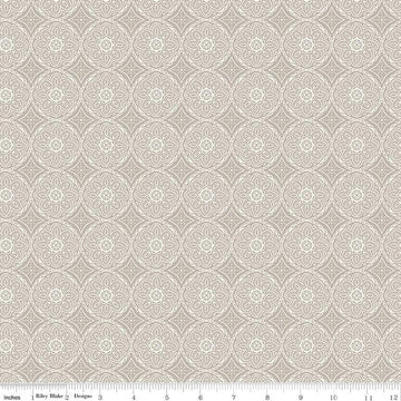 CLEARANCE Gingham Cottage Medallion C13012 Gray - Riley Blake Designs - Cream Floral Flowers Geometric - Quilting Cotton Fabric