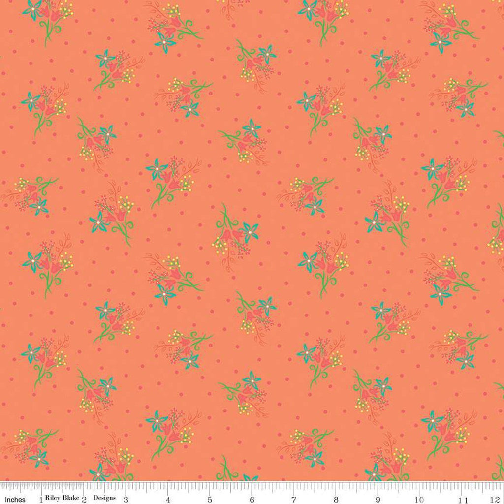 CLEARANCE Gingham Cottage Scatter Floral C13013 Rouge - Riley Blake  - Flower Flowers - Quilting Cotton