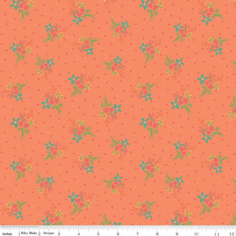 SALE Gingham Cottage Scatter Floral C13013 Rouge - Riley Blake Designs - Flower Flowers - Quilting Cotton Fabric