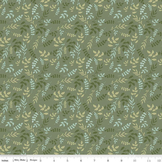 SALE Wild & Free Leaves C12933 Olive - Riley Blake Designs - Leaf - Quilting Cotton Fabric