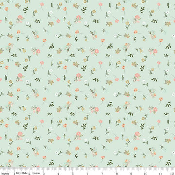 SALE Wild & Free Flower Toss C12932 Mint - Riley Blake Designs - Floral Flowers - Quilting Cotton Fabric