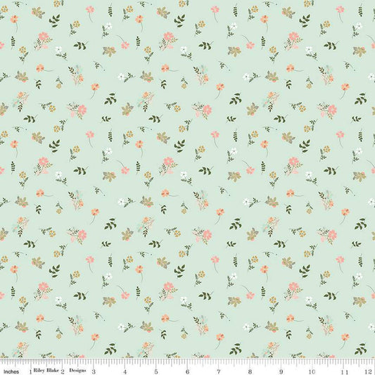 Wild & Free Flower Toss C12932 Mint - Riley Blake Designs - Floral Flowers - Quilting Cotton Fabric