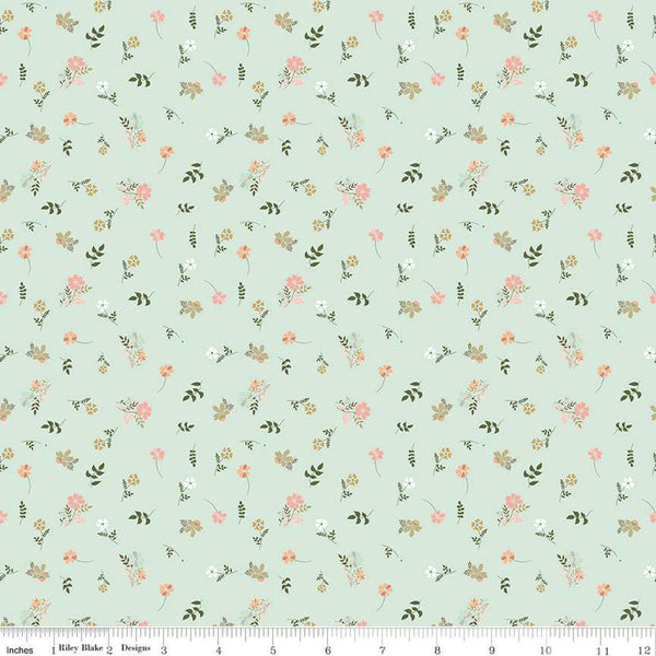 Wild and Free Flower Toss C12932 Mint - Riley Blake Designs - Floral Flowers - Quilting Cotton Fabric