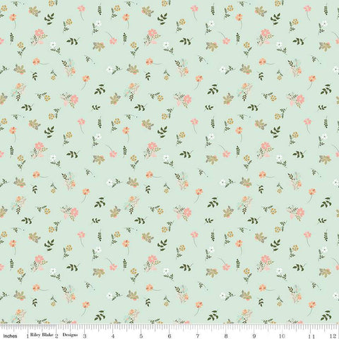 Wild and Free Flower Toss C12932 Mint - Riley Blake Designs - Floral Flowers - Quilting Cotton Fabric