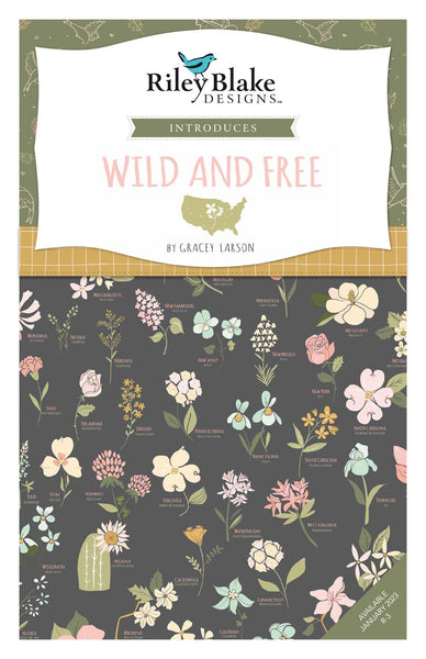 SALE Wild and Free Fat Quarter Bundle 24 pieces - Riley Blake Designs - Pre cut Precut - Flowers Birds Clouds - Quilting Cotton Fabric