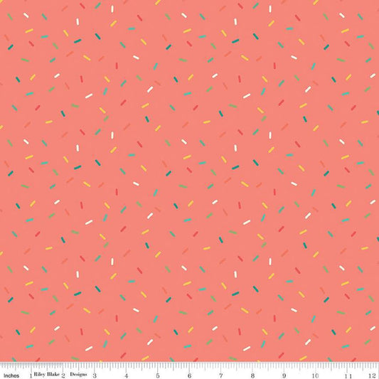 SALE Gingham Cottage Confetti C13018 Coral - Riley Blake Designs - Confetti Sprinkles - Quilting Cotton Fabric