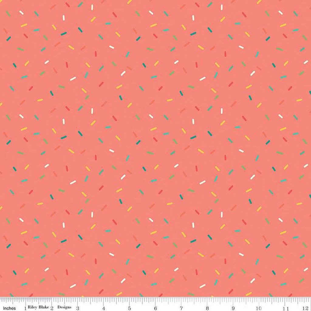 Gingham Cottage Confetti C13018 Coral - Riley Blake Designs - Confetti Sprinkles - Quilting Cotton Fabric
