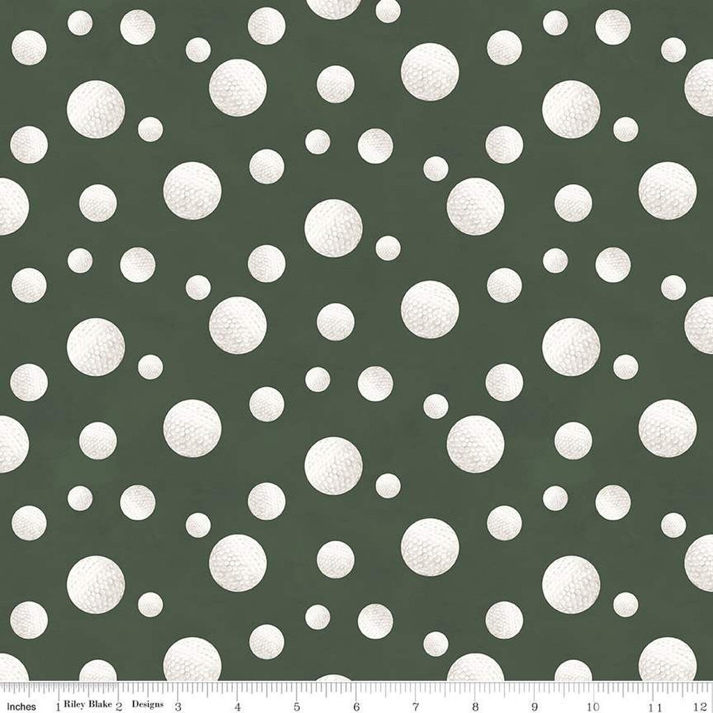 Golf Days Balls C13001 Hunter - Riley Blake Designs - Golf Balls - Quilting Cotton Fabric