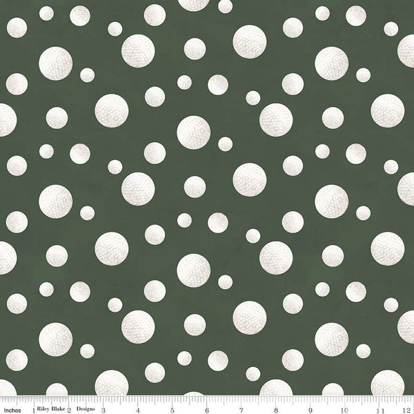 Golf Days Balls C13001 Hunter - Riley Blake Designs - Golf Balls - Quilting Cotton Fabric