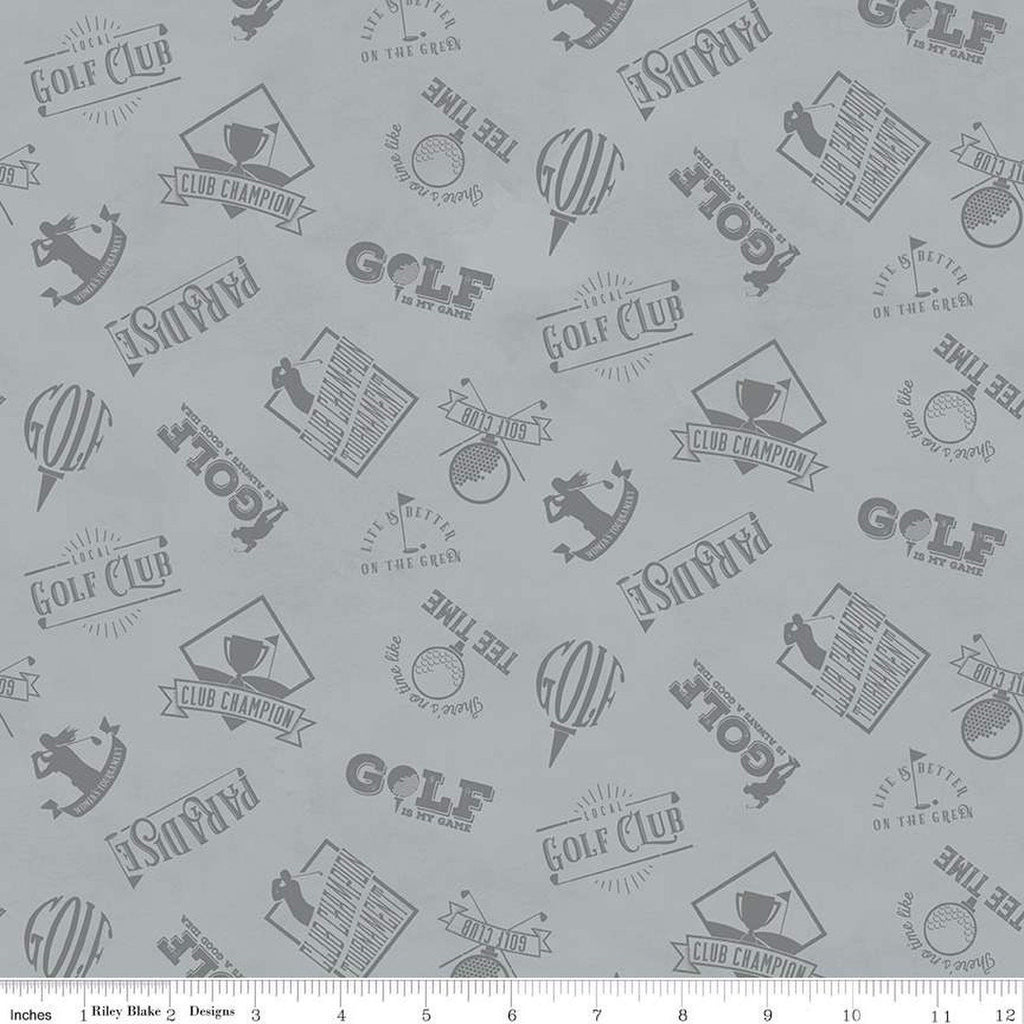 Golf Days Club C13002 Gray - Riley Blake Designs - Text Words Phrases Logos - Quilting Cotton Fabric