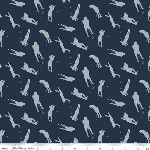 Golf Days Golfers C13004 Navy - Riley Blake Designs - Silhouettes - Quilting Cotton Fabric
