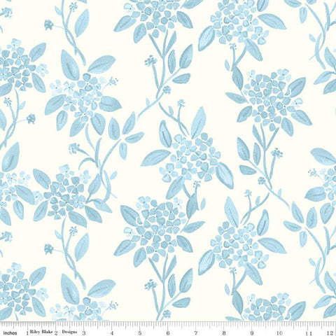 Portsmouth Main C12910 Cloud by Riley Blake Designs - Floral Flowers Hydrangeas Patriotic - Quilting Cotton Fabric