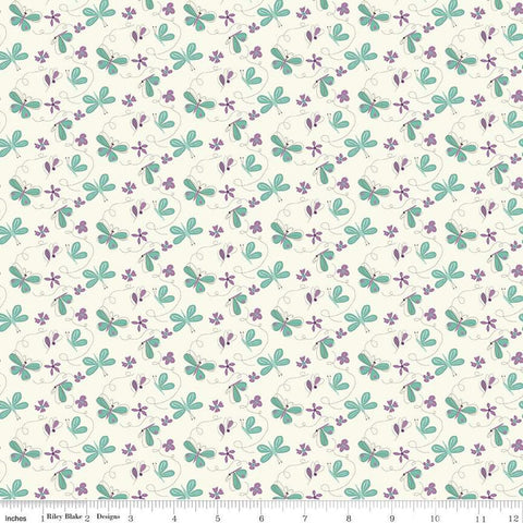 CLEARANCE Hello Spring Butterflies C12961 Cream - Riley Blake Designs - Floral Flowers Butterfly - Quilting Cotton Fabric